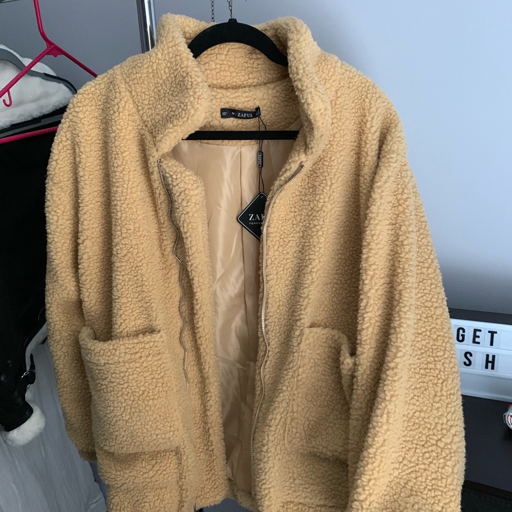 Zaful fuzzy teddy bear jacket